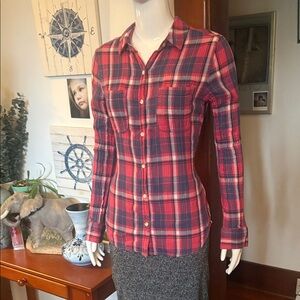 Mossino Supply co. size M double lined Red Plaid Button-Up Shirt